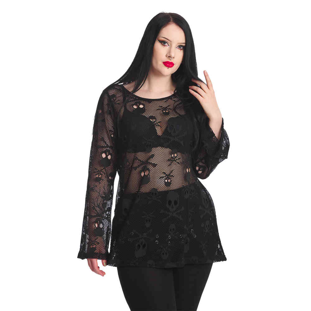 Banned - Bff Net Lange ärmel top - Schwarz